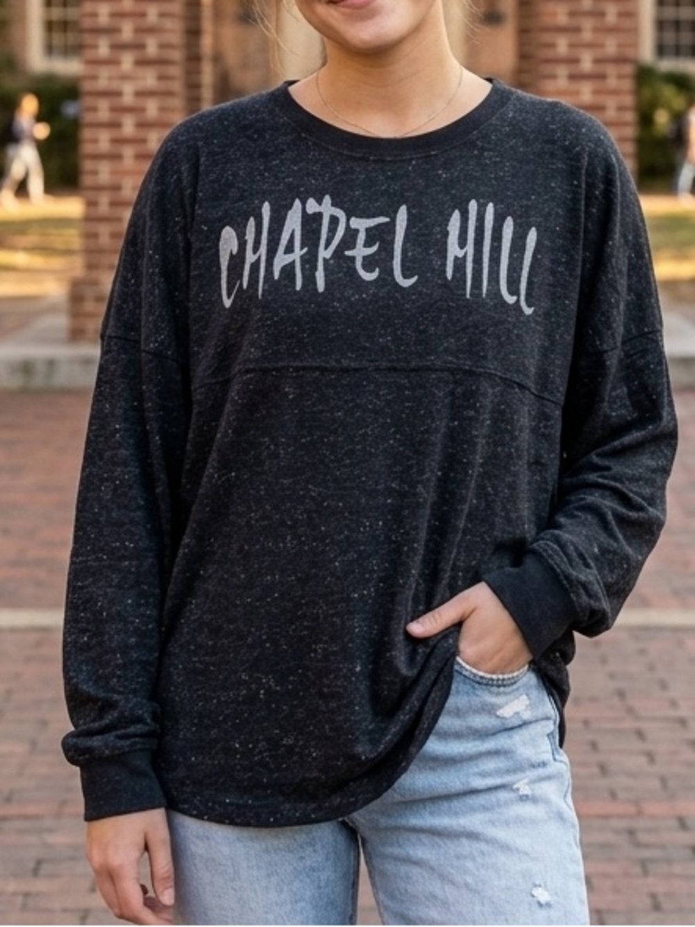 Women’s North Carolina UNC Chapel Hill Metallic Gray Sweatshirt Size Medium